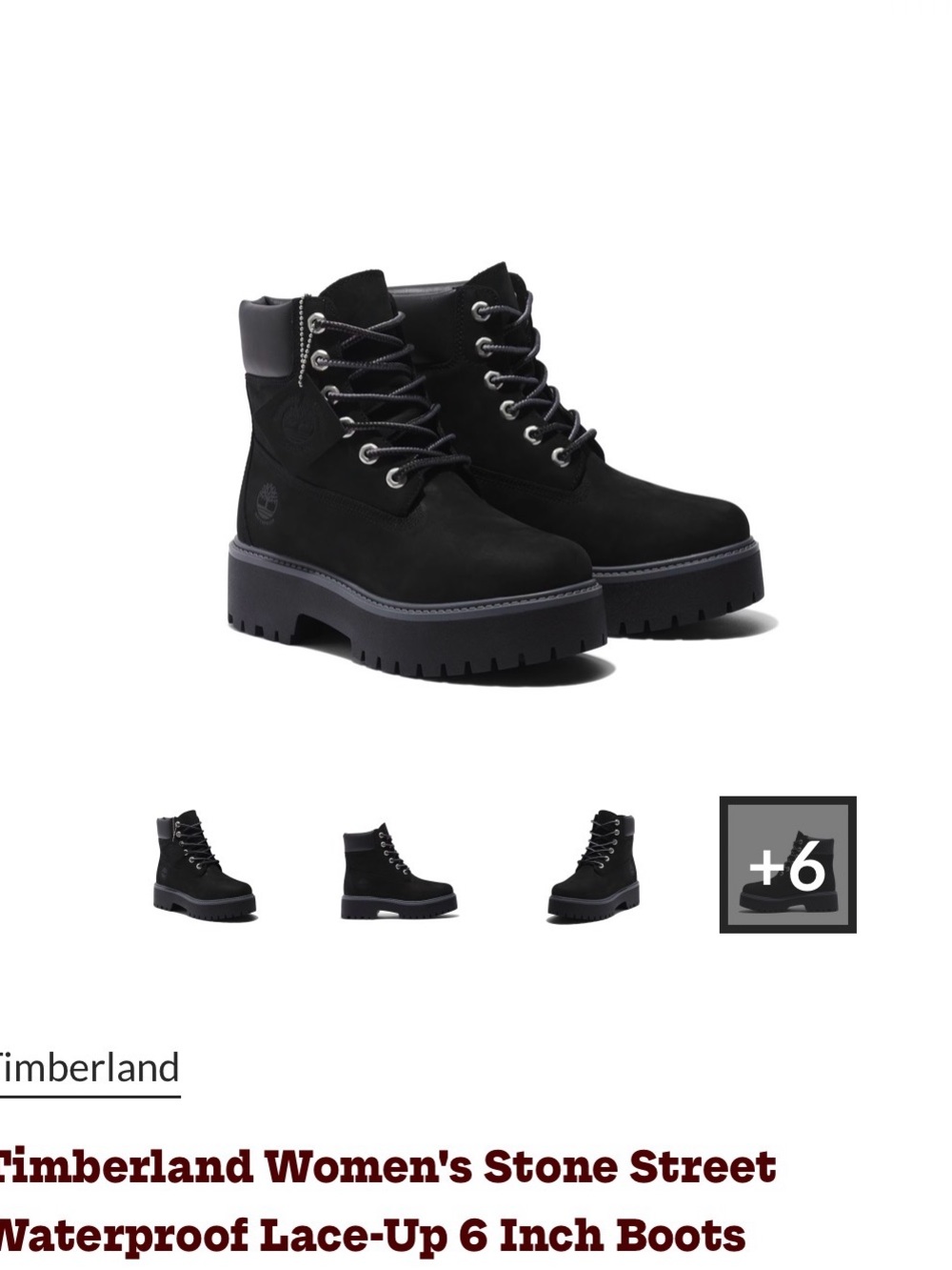 Timberland Women's Black Lace-Up Platform Boots 9US 40 EUR , 7UK